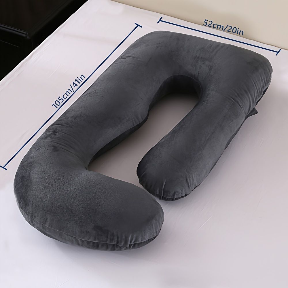 60 Inch J-Shaped Full Body Maternity Pillow with Velvet Pillowcase