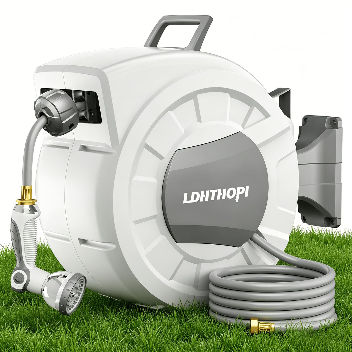 Retractable Garden Hose Reel with 10-Pattern Nozzle