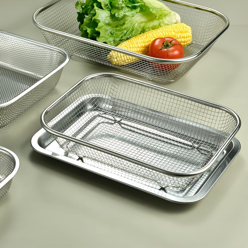 Stainless Steel Oil Drip Tray and Roasting Basket Set