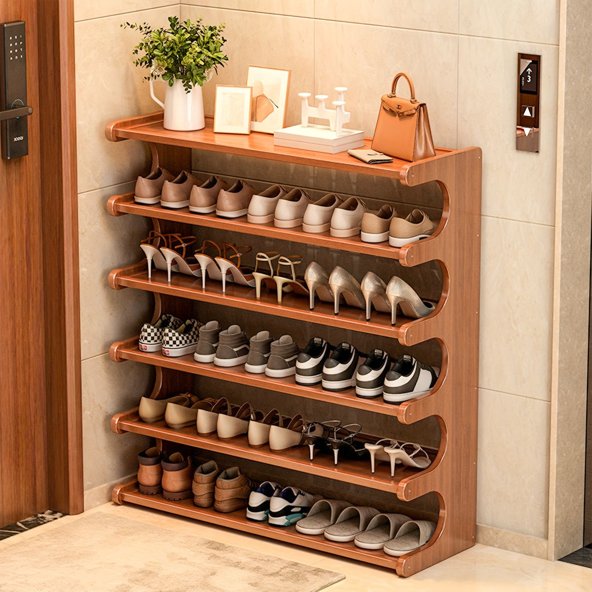 Bamboo Shoe Rack Storage Organizer