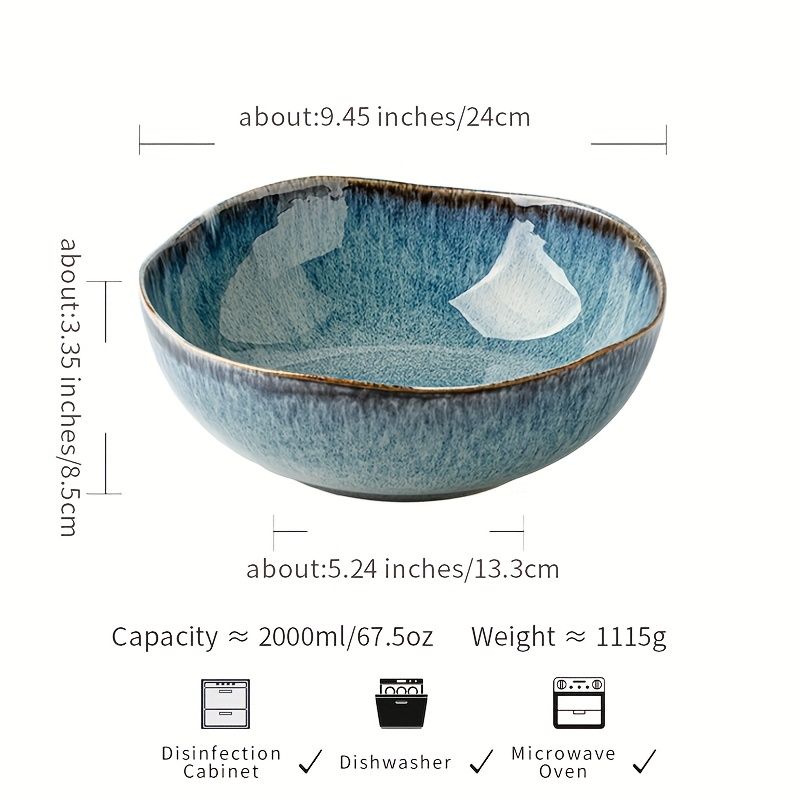 9.5 Inch Asymmetrical Ceramic Soup Bowl