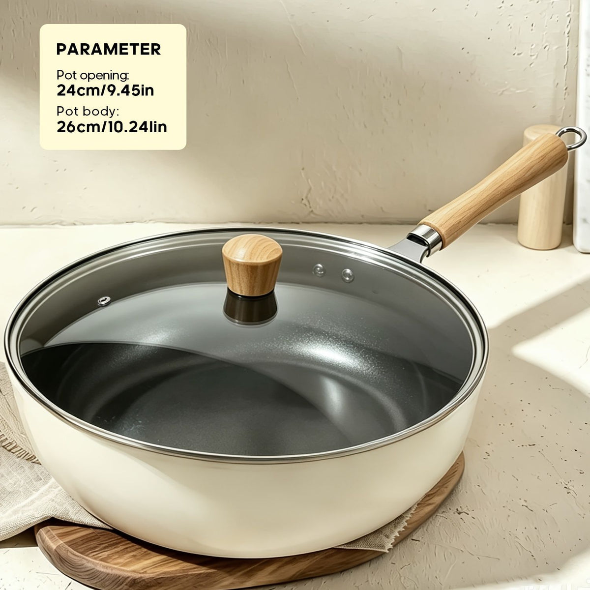 Japanese Large-Bellied Non-Stick Wok with Heat-Resistant Handle