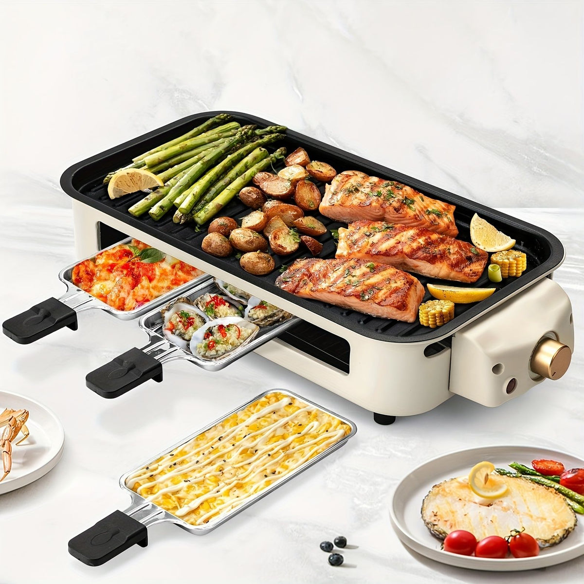 1700W Smokeless Electric Indoor Grill with Removable Non-Stick Plate