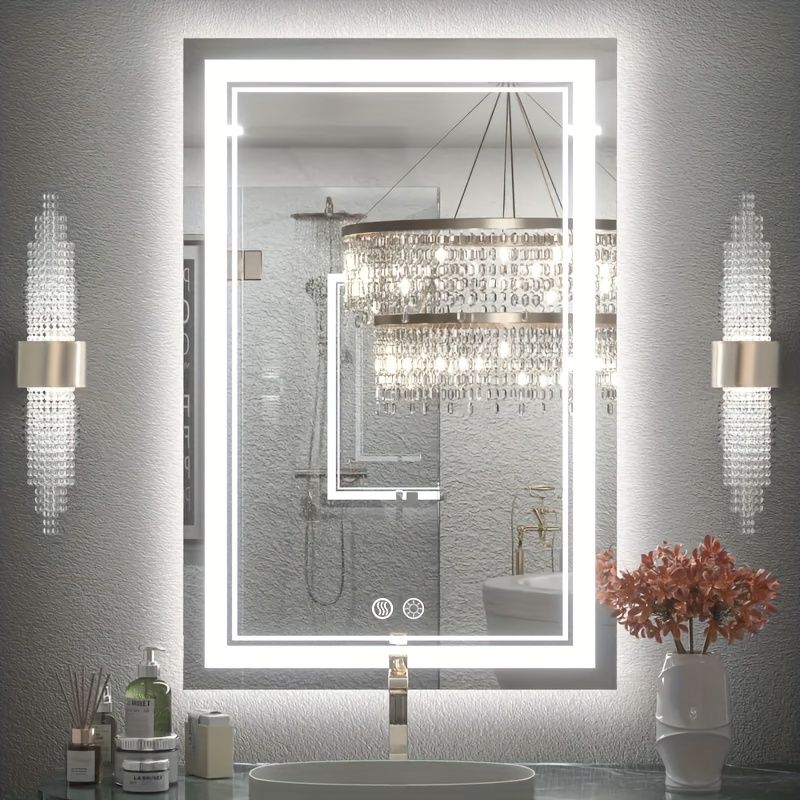 LED Bathroom Mirror with Integrated Lighting and Defogging