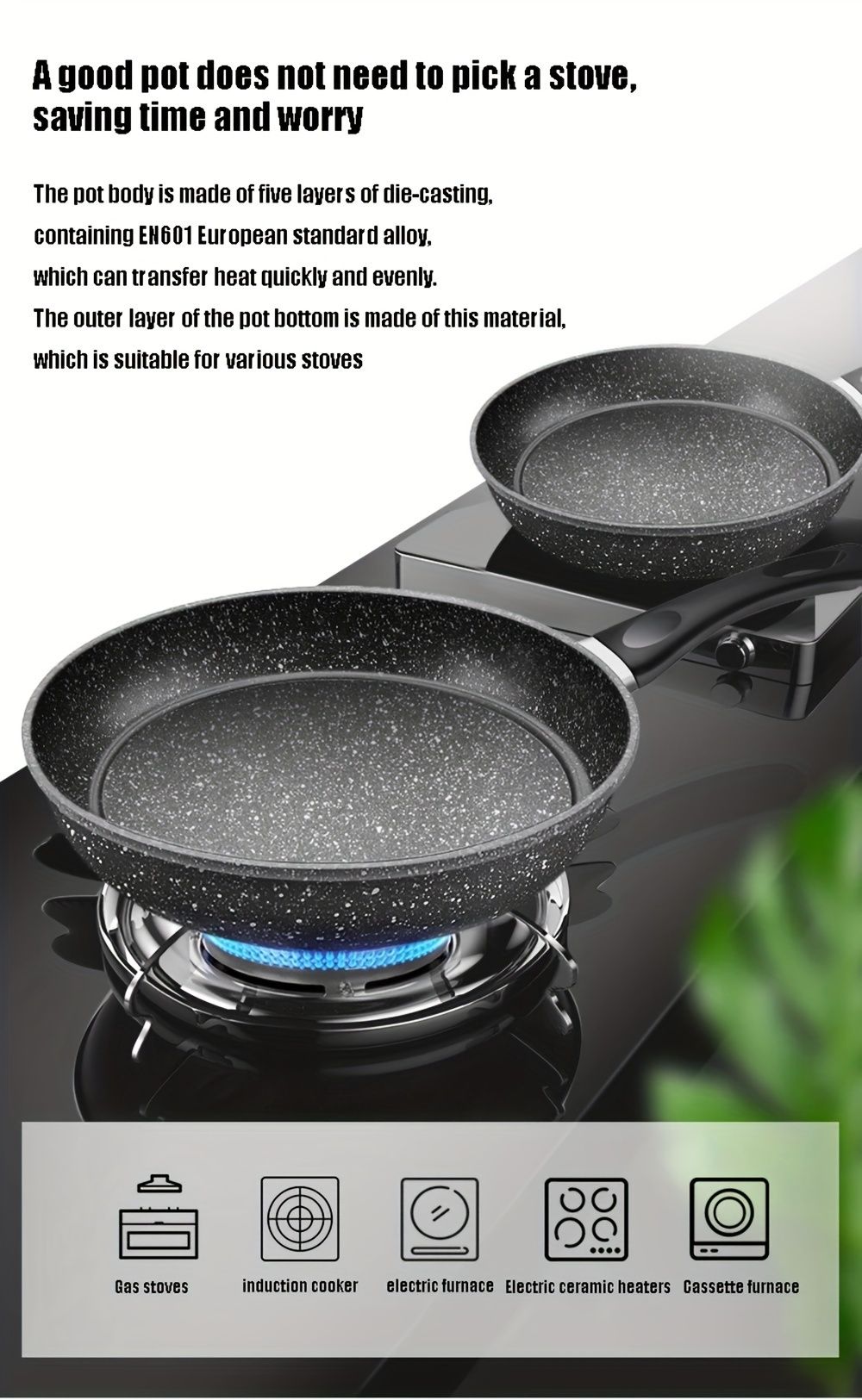 5-Layer Marble Coated Non Stick Frying Pan