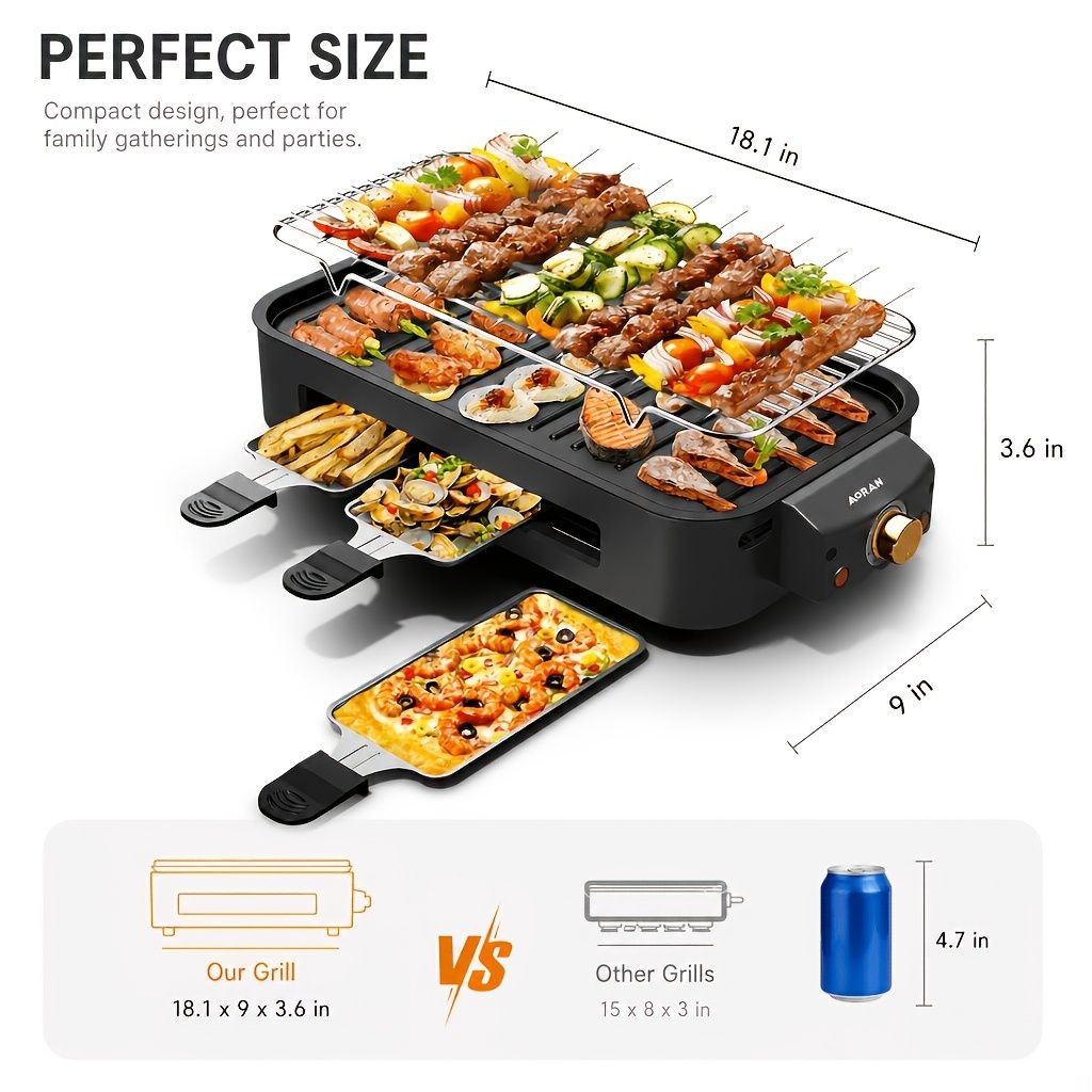 Electric BBQ Grill Nonstick Adjustable Temperature