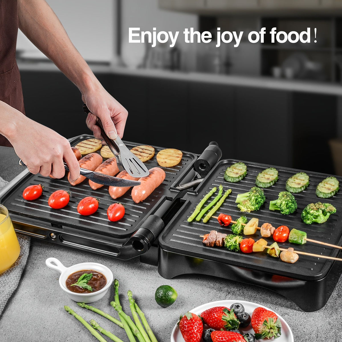 1200W Nonstick Sandwich Maker Grill with Adjustable Temperature