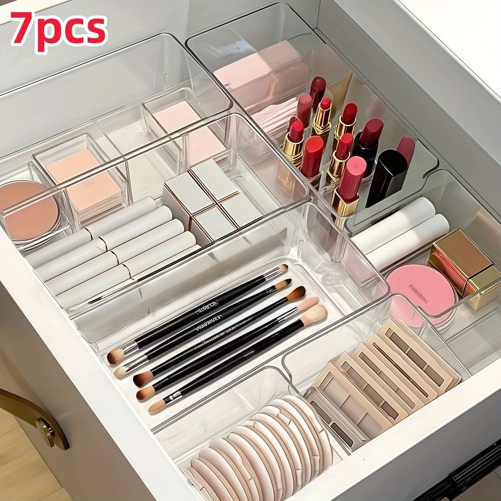 7 Piece Acrylic Drawer Organizer Set with Dividers