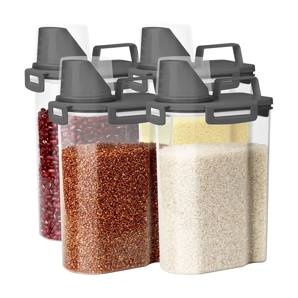 4-Piece Sealed Grain Storage Container Set with Pouring Port