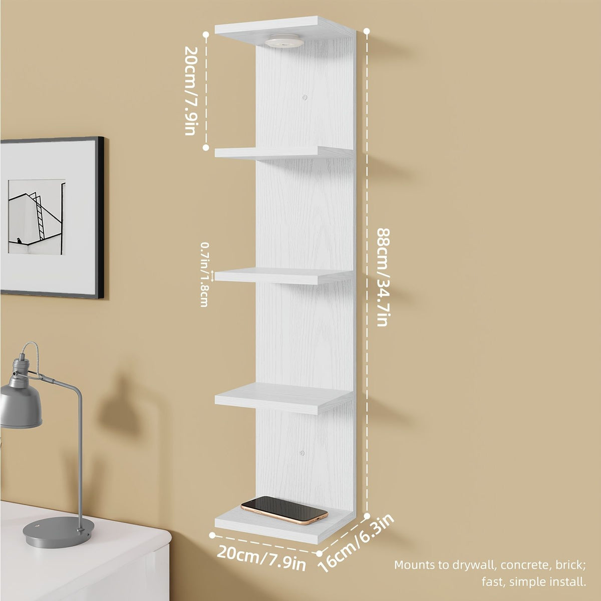 Modern Floating Shelf LED Wall Mounted Wood