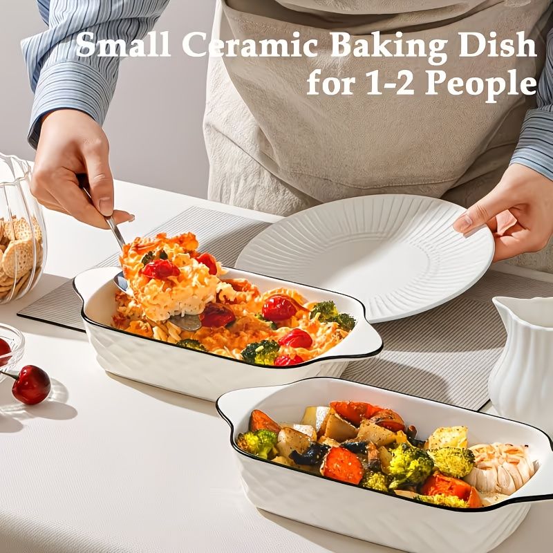 Rectangular Ceramic Baking Dishes Diamond Pattern