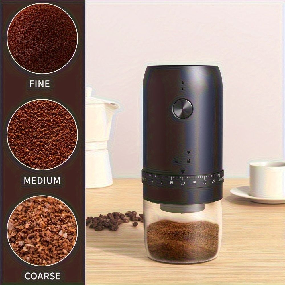 Rechargeable Portable Burr Coffee Grinder with Adjustable Settings