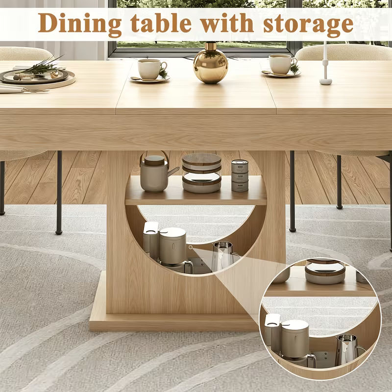 Modern Farmhouse Solid Wood Kitchen Desk with Storage