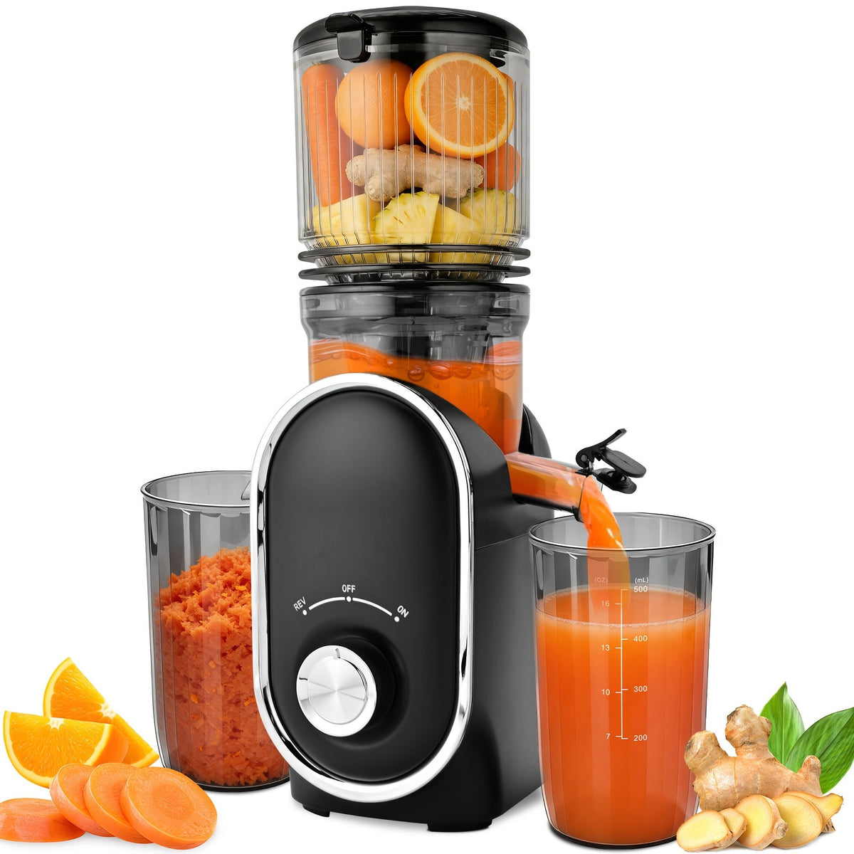 5.2-Inch Cold Press Juicer and Blender with Wide Chute