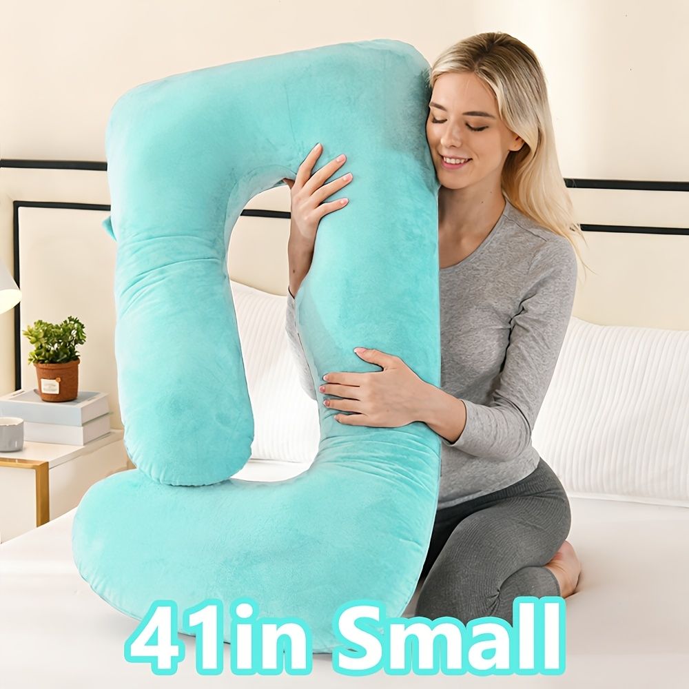 60 Inch J-Shaped Full Body Maternity Pillow with Velvet Pillowcase