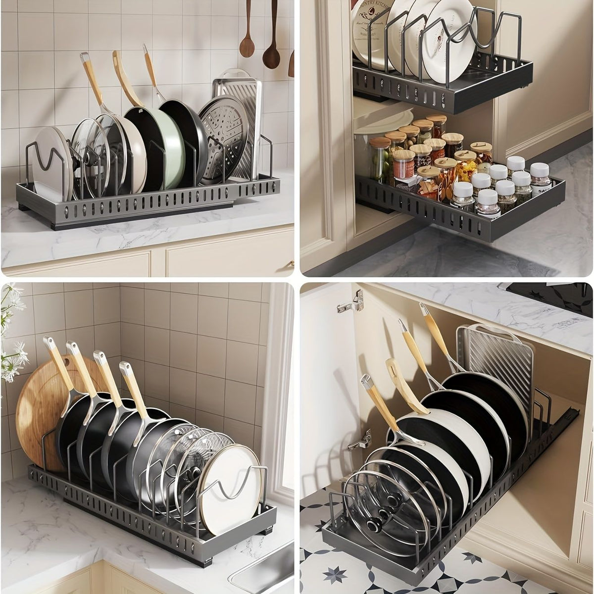 Sliding Lid Pull-Out Pot and Pan Storage Box