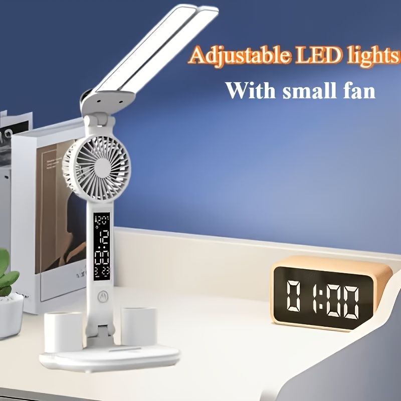LED Desk Lamp with Cooling Fan and Pen Holders