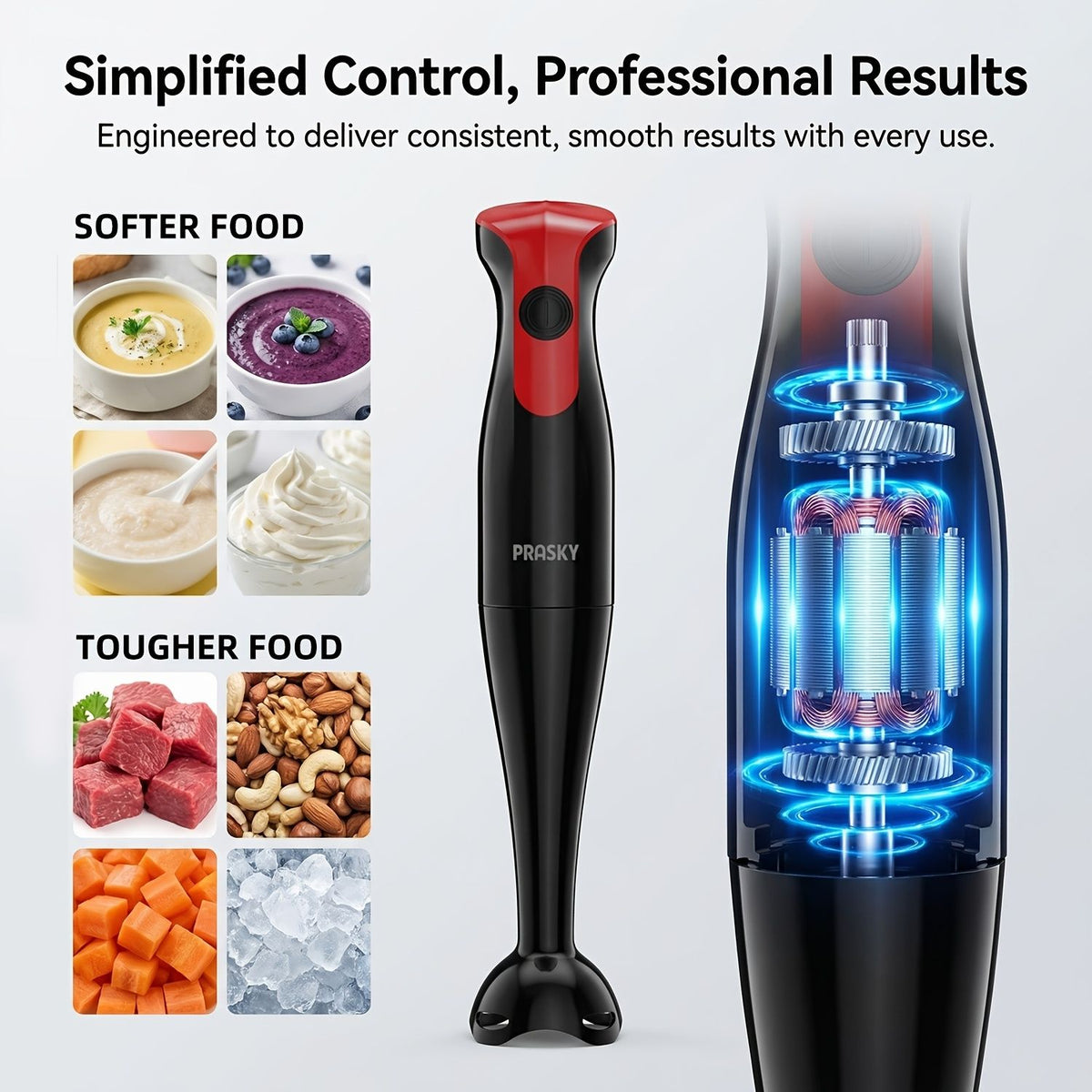 Electric Hand Blender with Detachable Base