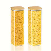 Airtight Borosilicate Glass Pasta Storage Container Set with Flip Lids