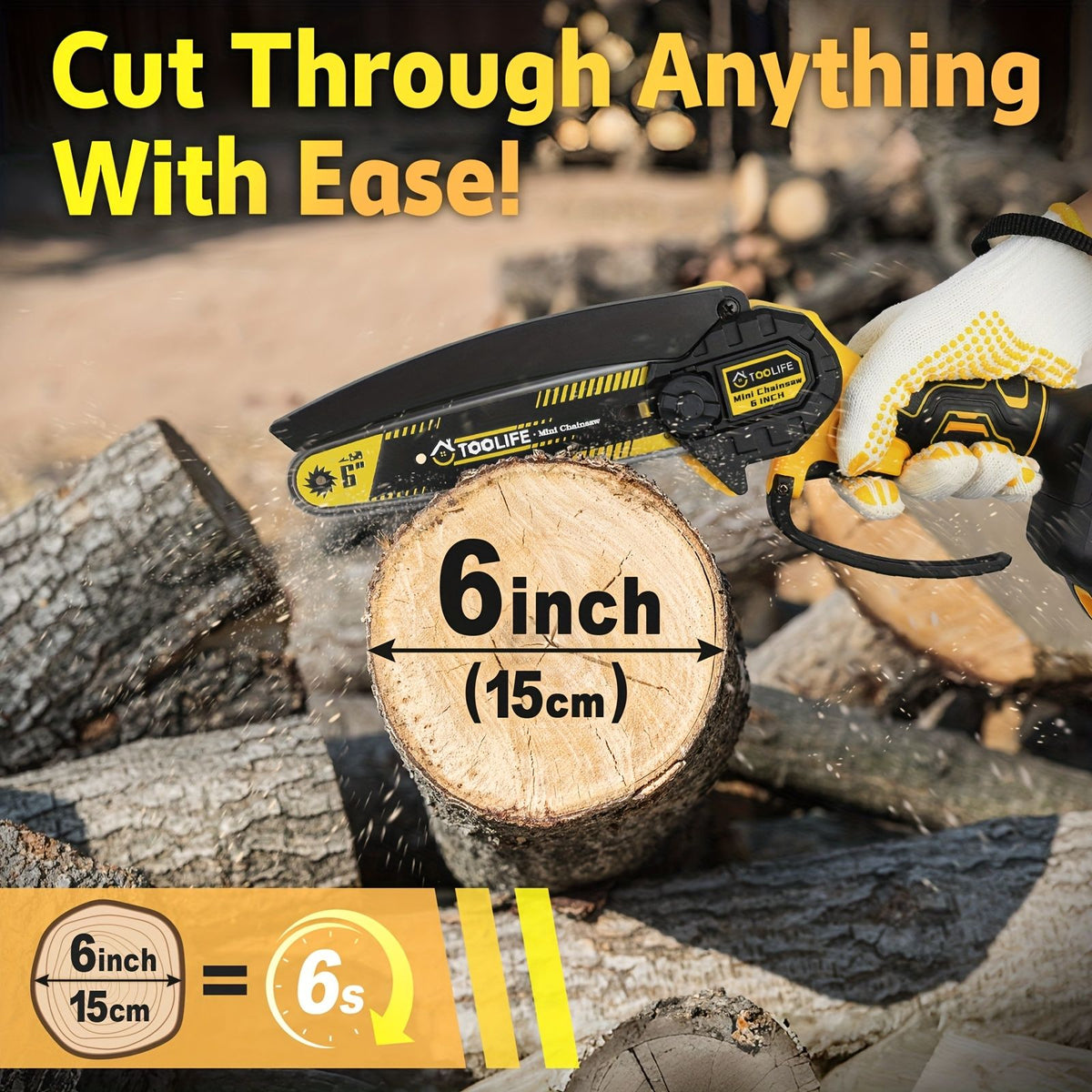 Cordless Mini Chainsaw with 2 Batteries and Toolbox