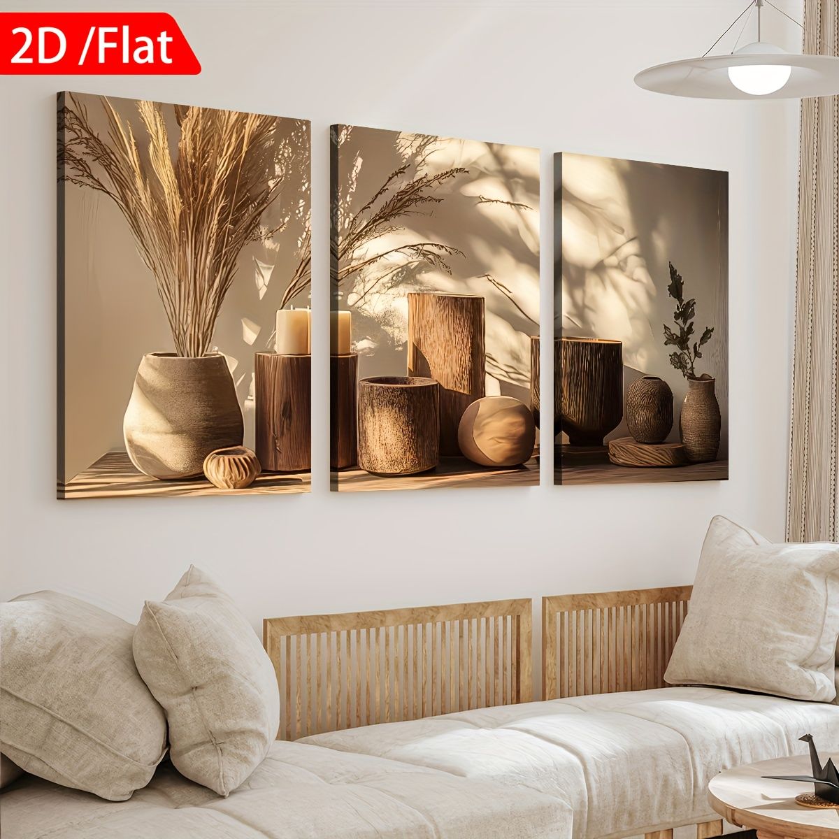 3-Piece Framed Canvas Wall Art Potted Plant Set