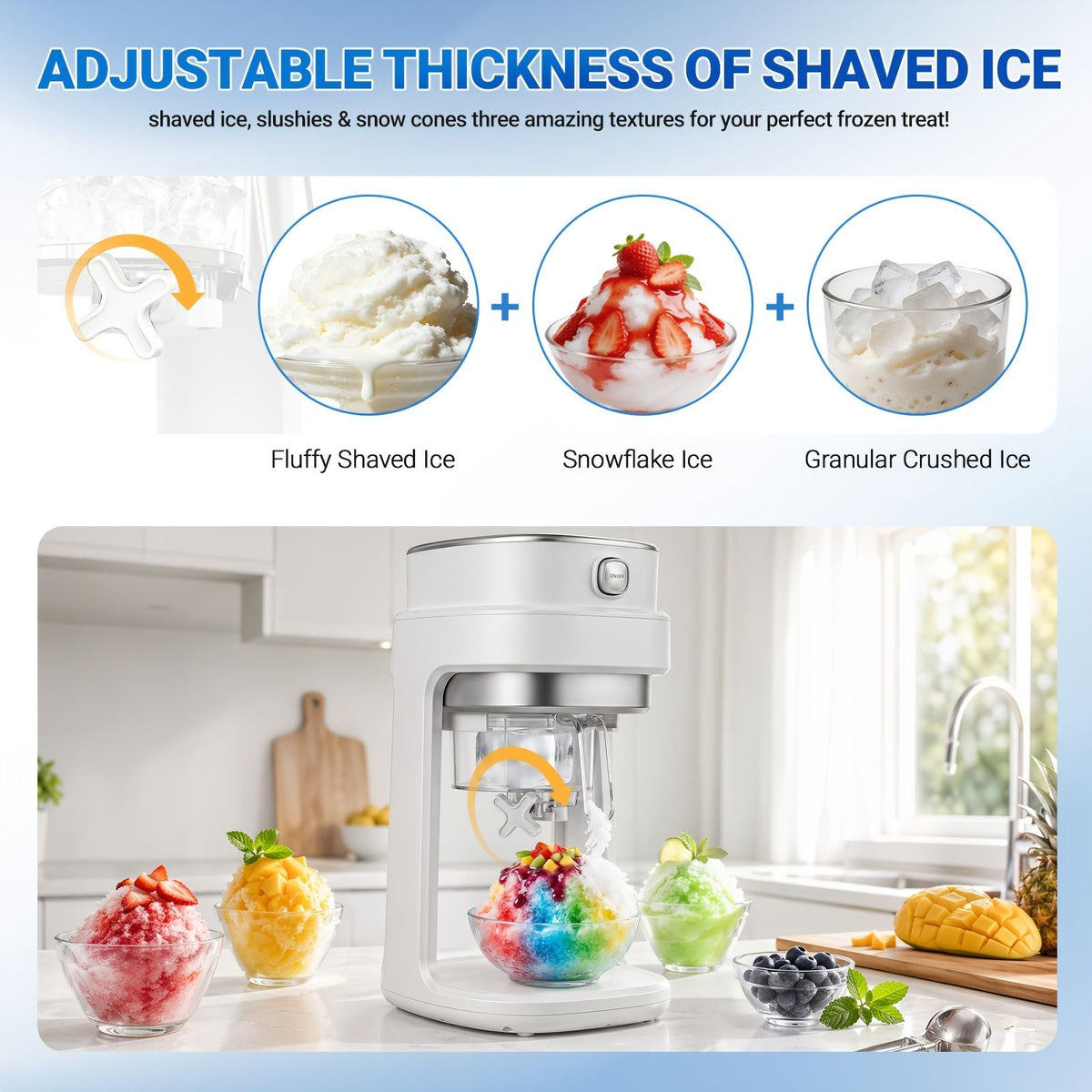 Adjustable Button Ice Crusher Machine