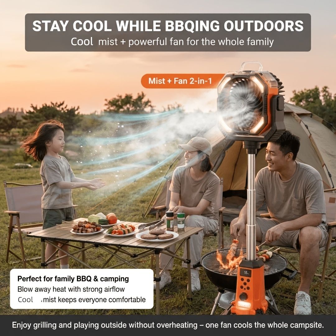 Portable Camping Fan Humidifier Lantern Power Bank