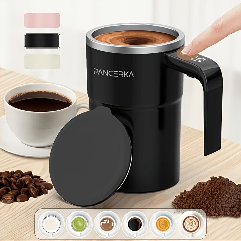Rechargeable Self-Stirring Mug with LED Temperature Display