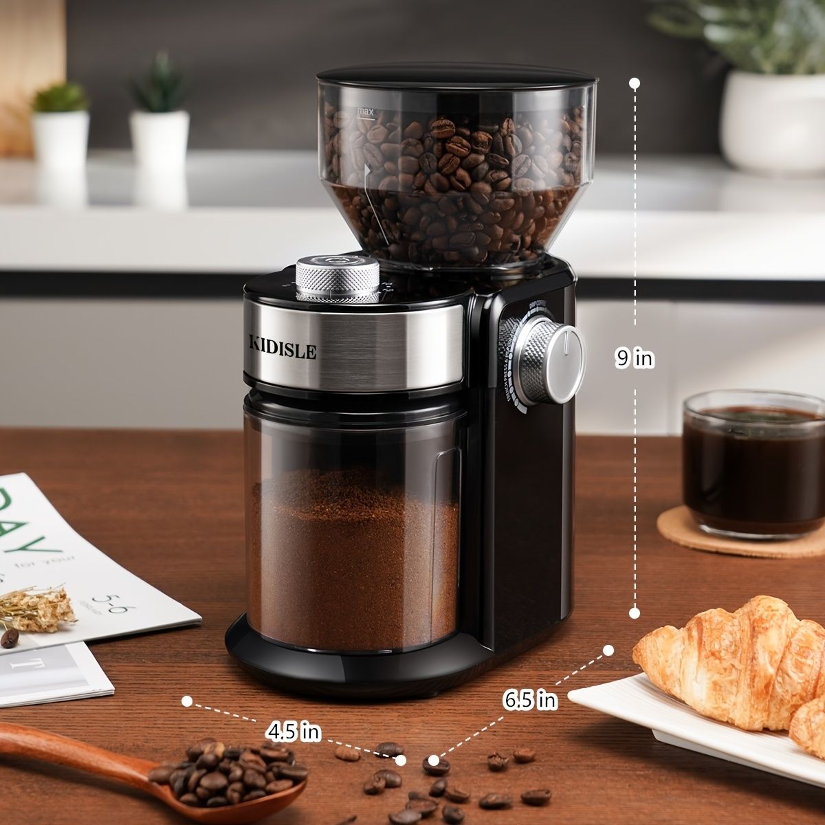 Electric Coffee Grinder with Adjustable Burrs 15 Settings