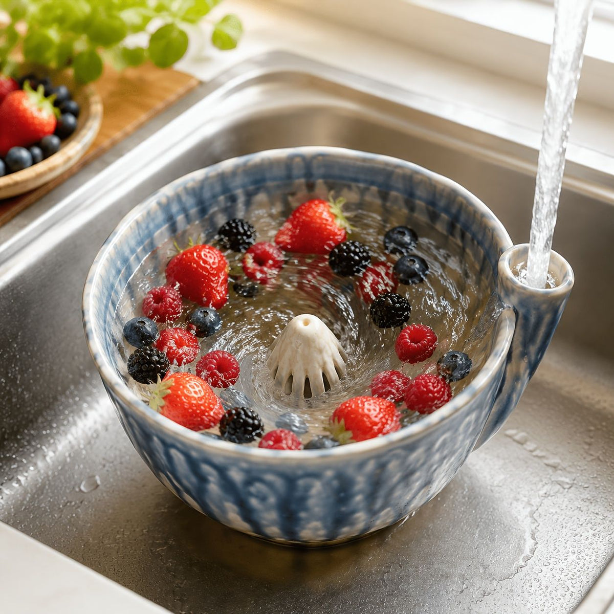 Ceramic Self-Cleaning Fruit Basket