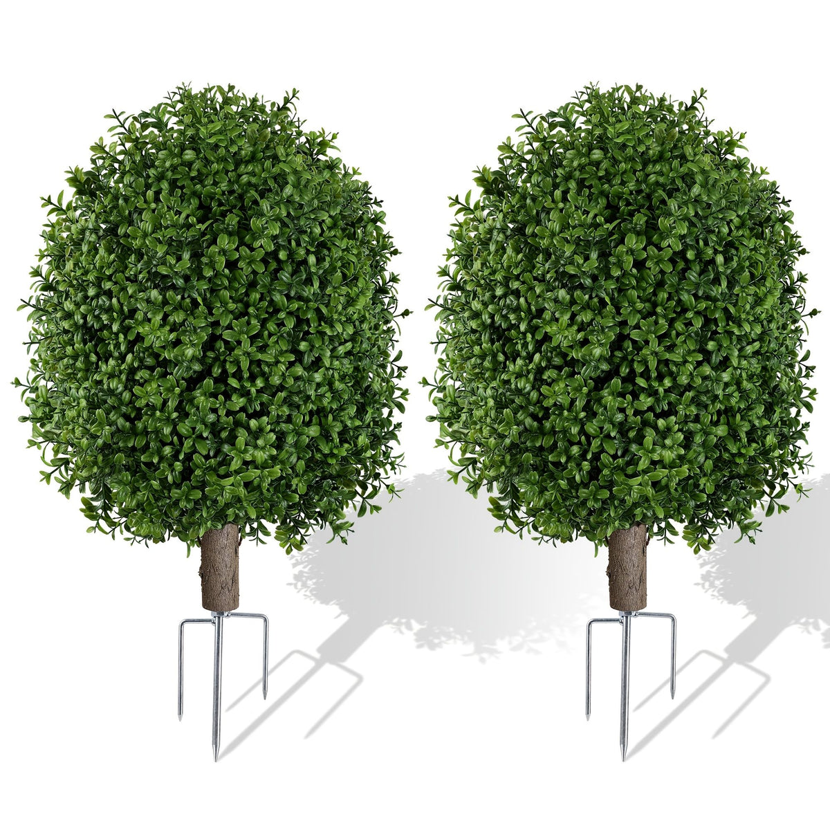 28-Inch Artificial Boxwood Topiary Ball Bush with Ground Spike