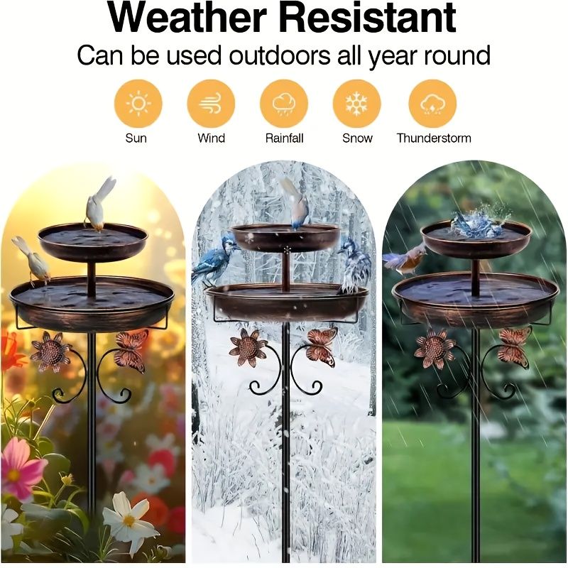 Double Layer Metal Bird Bath Tub