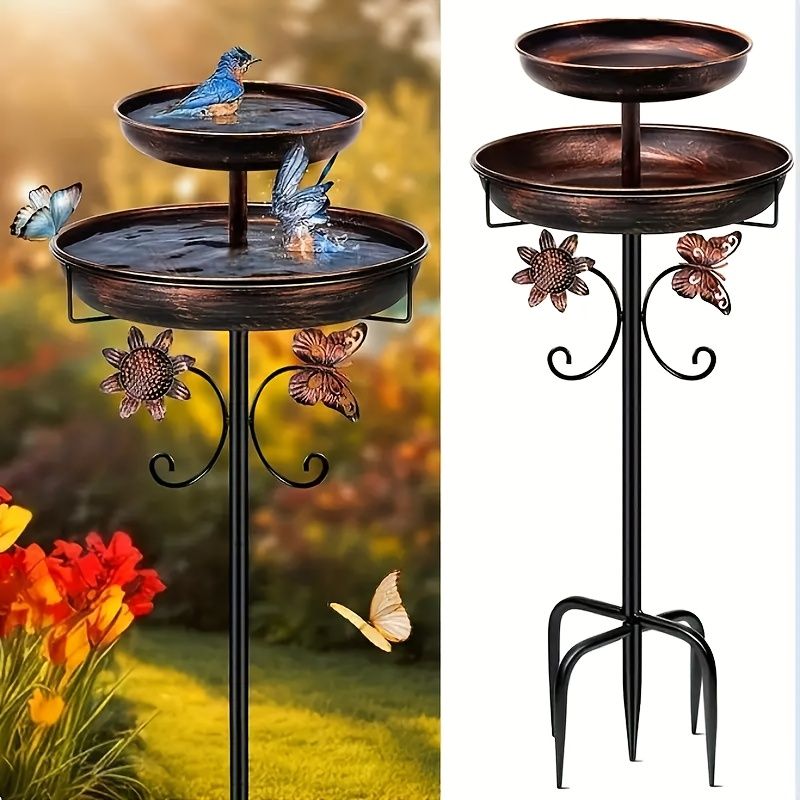 Double Layer Metal Bird Bath Tub