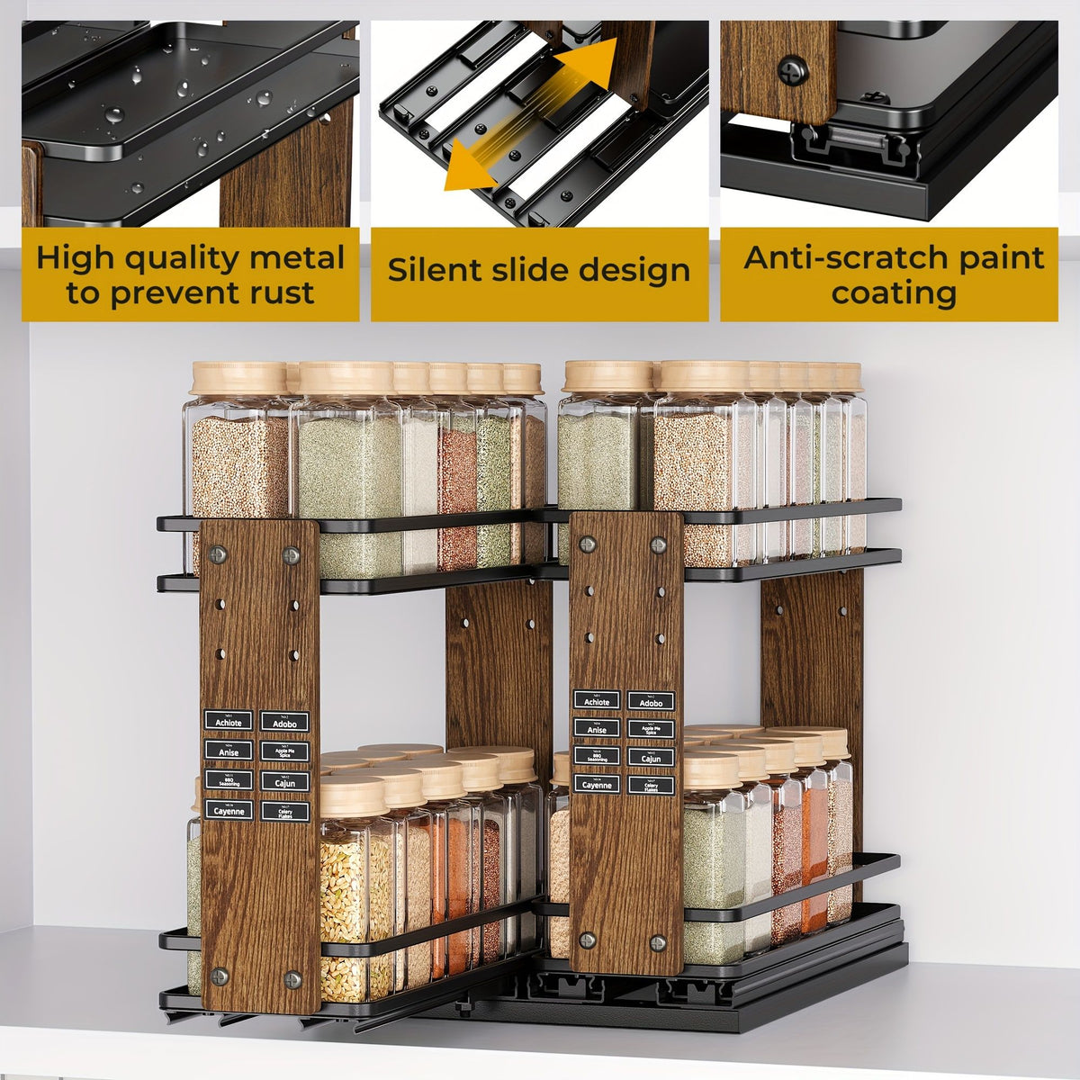 2-Piece Double Tier Pull Out Spice Rack