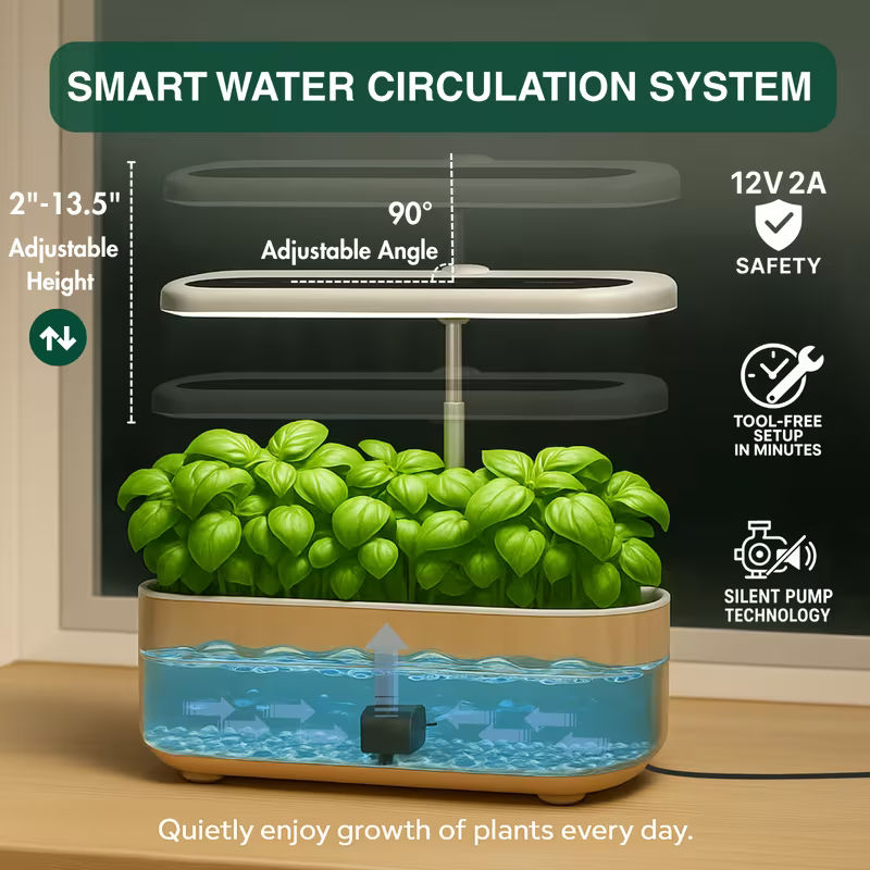 1.32 Gal 14-Plant Indoor Hydroponic Growing Kit with LED Grow Light