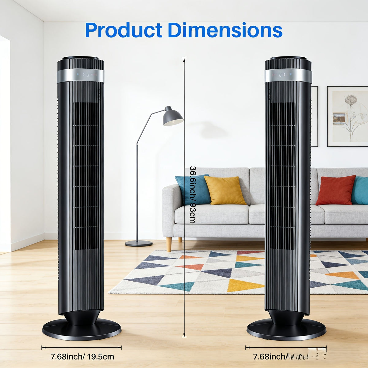 Bladeless Tower Fan with Remote and LED Display