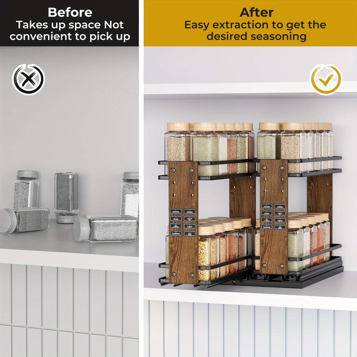 2-Piece Double Tier Pull Out Spice Rack