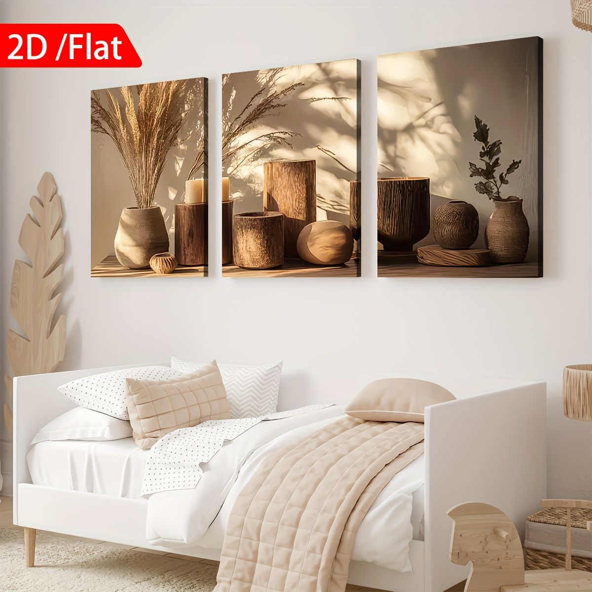 3-Piece Framed Canvas Wall Art Potted Plant Set