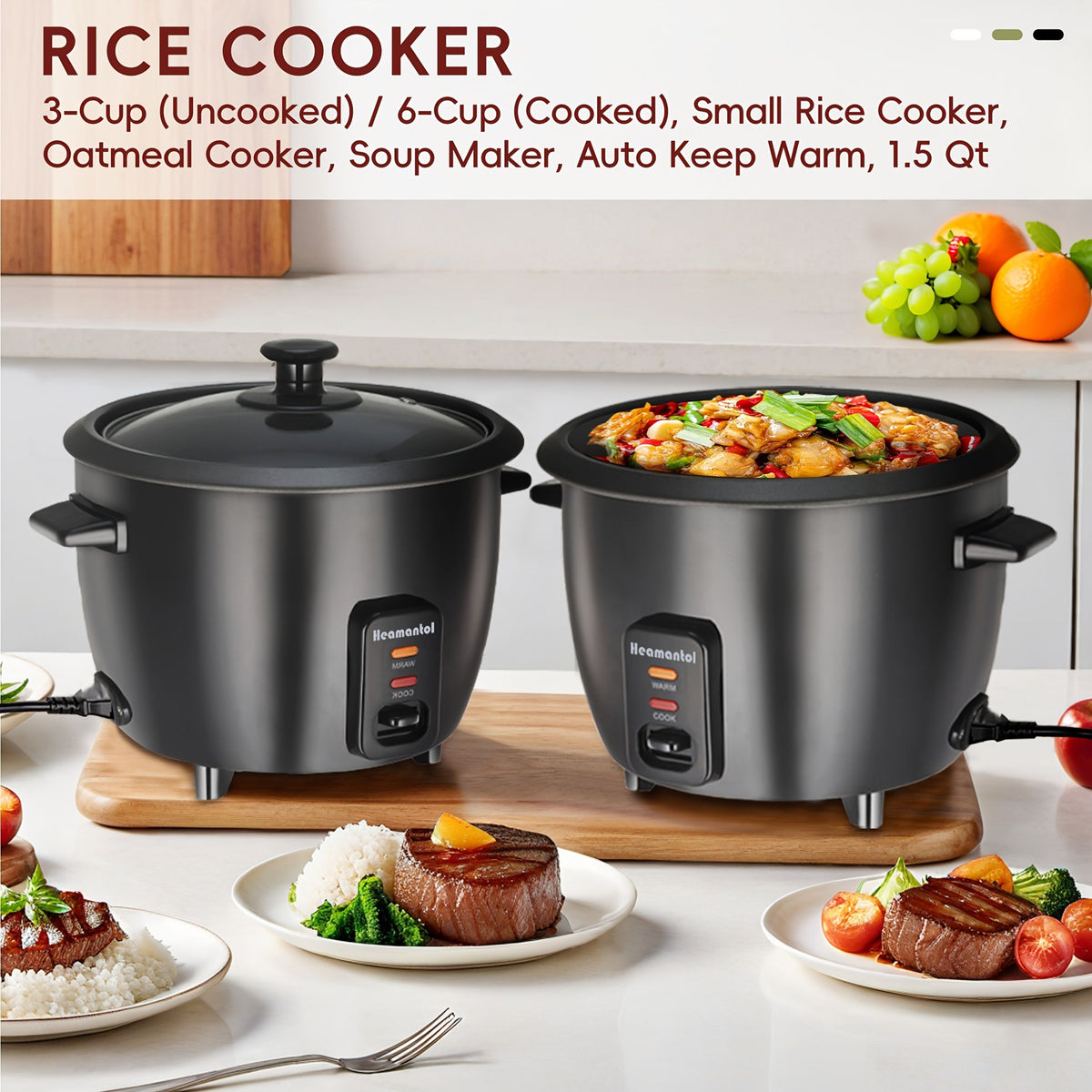 Rice Cooker with Removable Non-Stick Pot and Yogurt Maker