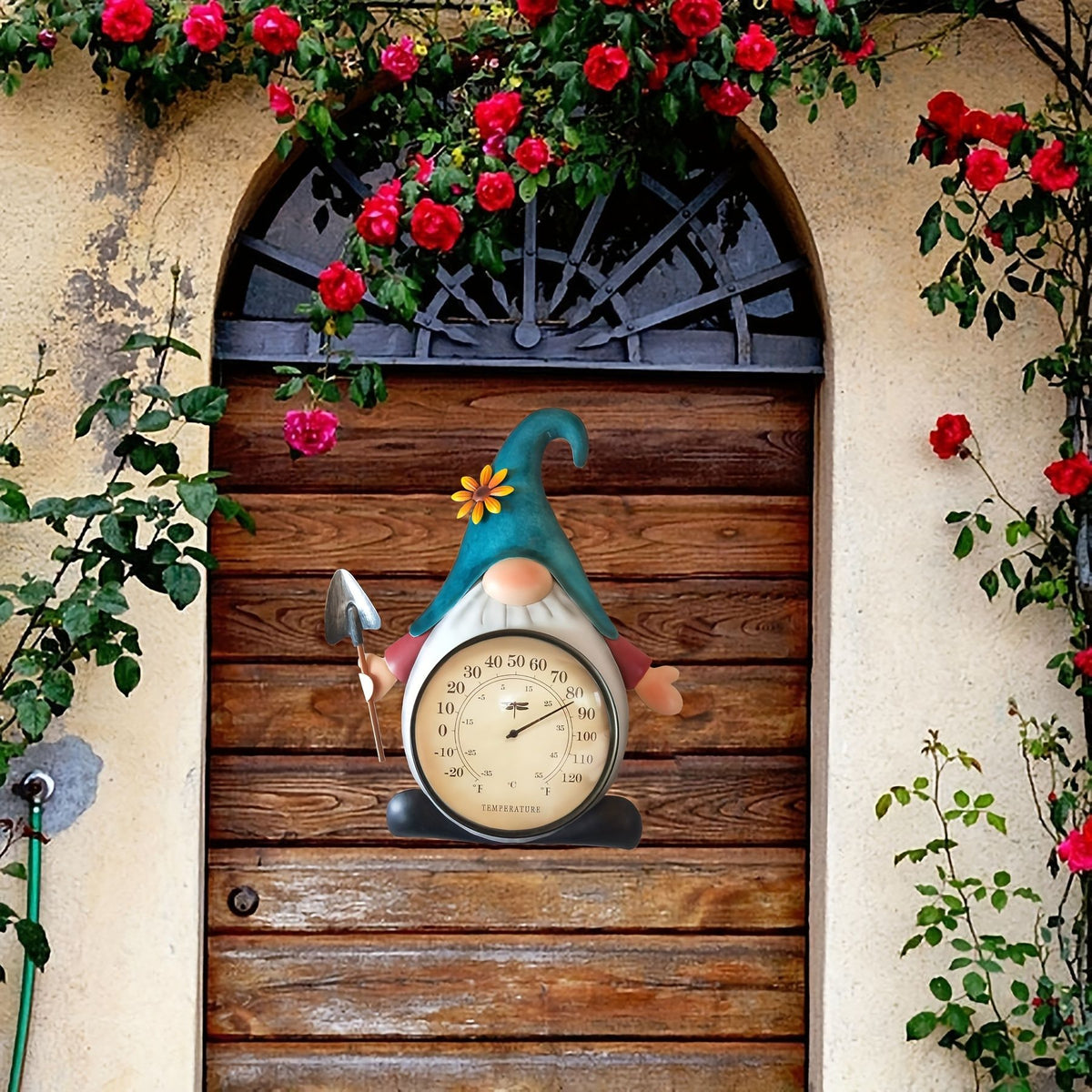 Metal Gnome Thermometer Wall Decor