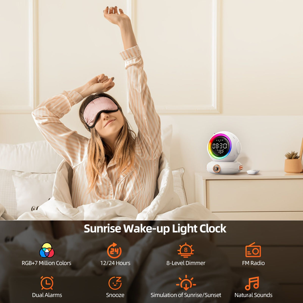 Wake Up Light Alarm Clock with FM Radio and Sunrise Simulation