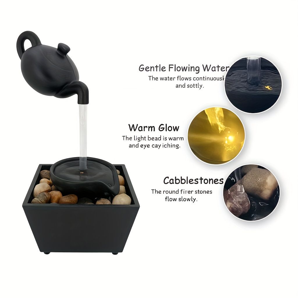 Zen Teapot Water Fountain Lamp with Soothing LED