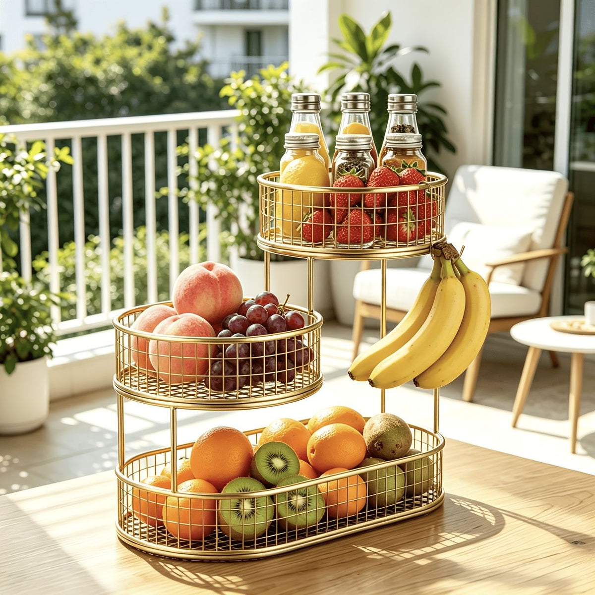 3 Tier Black Metal Fruit Basket
