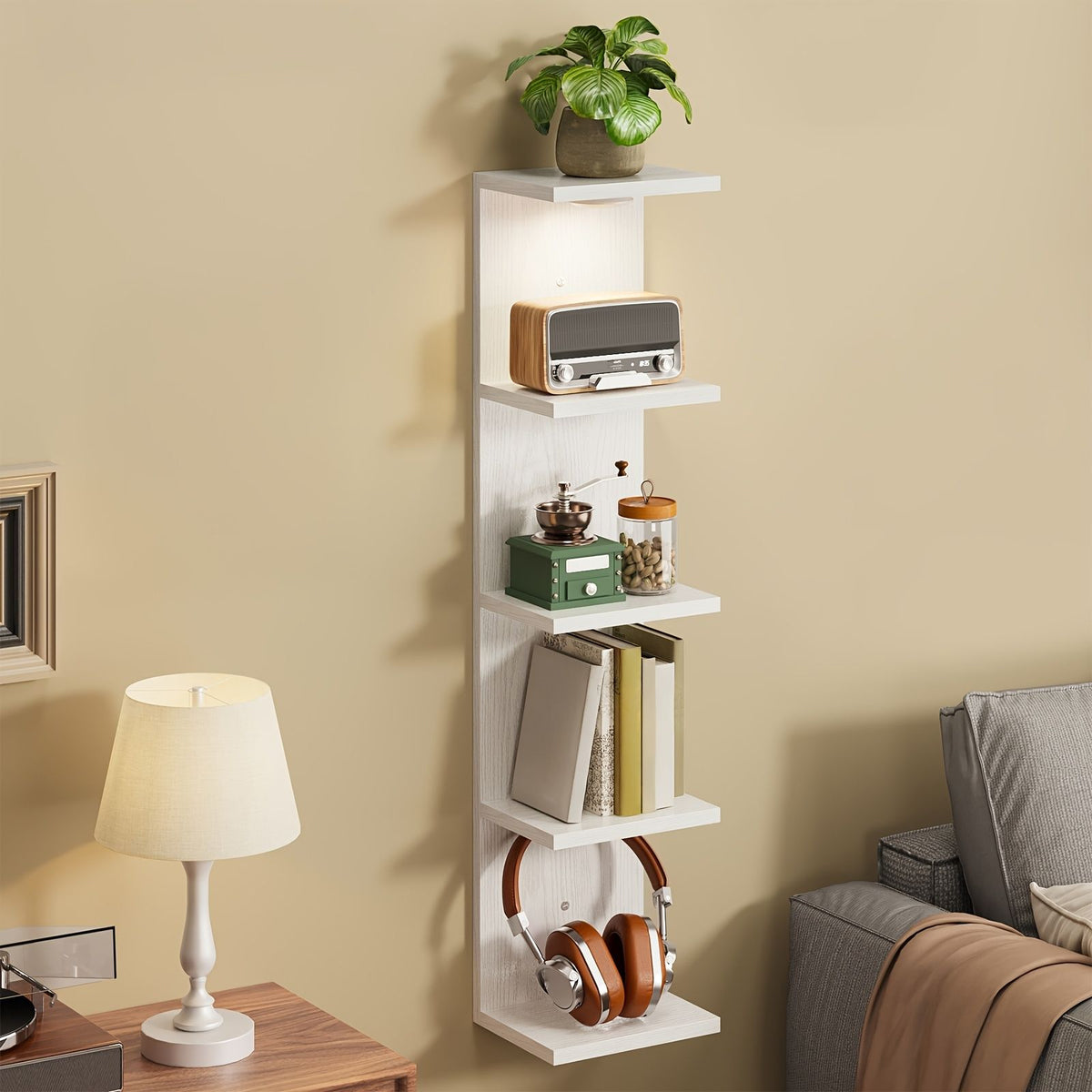 Modern Floating Shelf LED Wall Mounted Wood