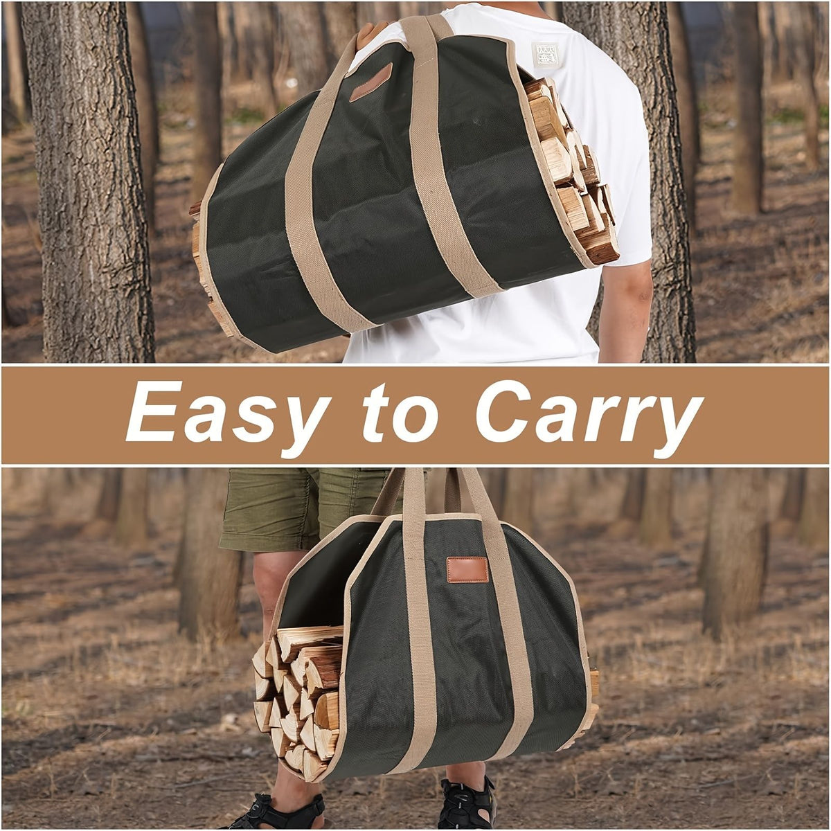 Heavy Duty Large Firewood Carrier Tote Bag