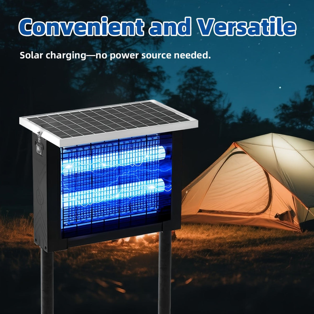 Solar Bug Zapper Outdoor Rechargeable Mosquito Fly Trap