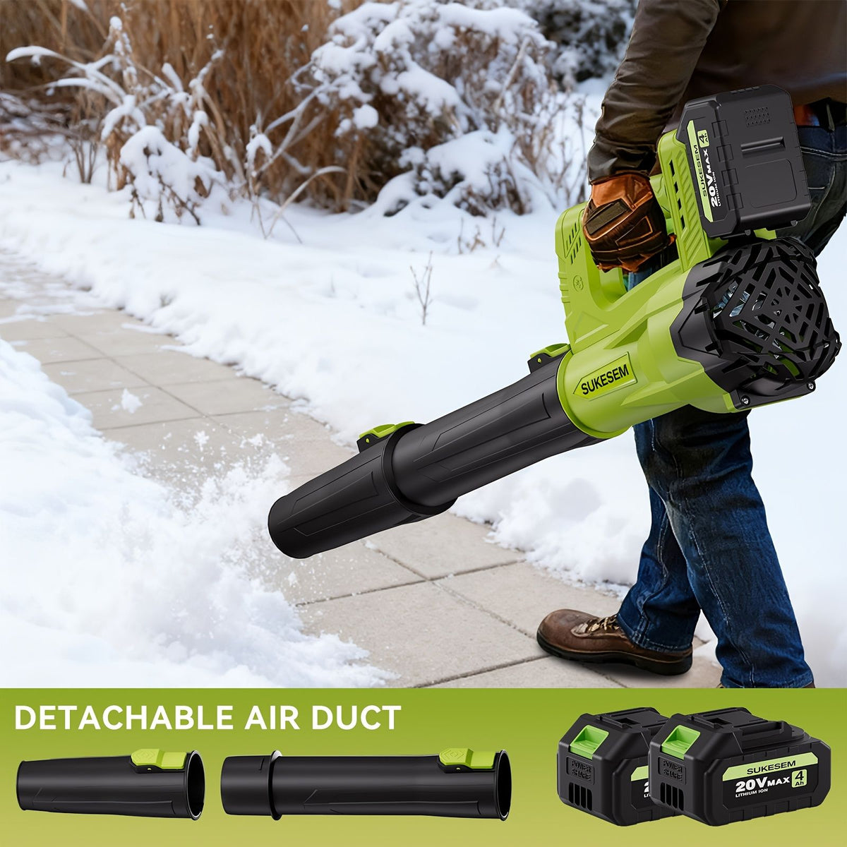 Cordless Electric Snow Blower 20V 4.0Ah Battery Handheld