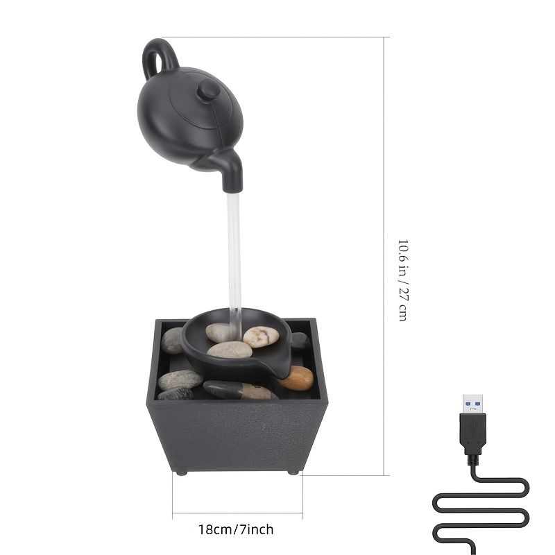 Zen Teapot Water Fountain Lamp with Soothing LED