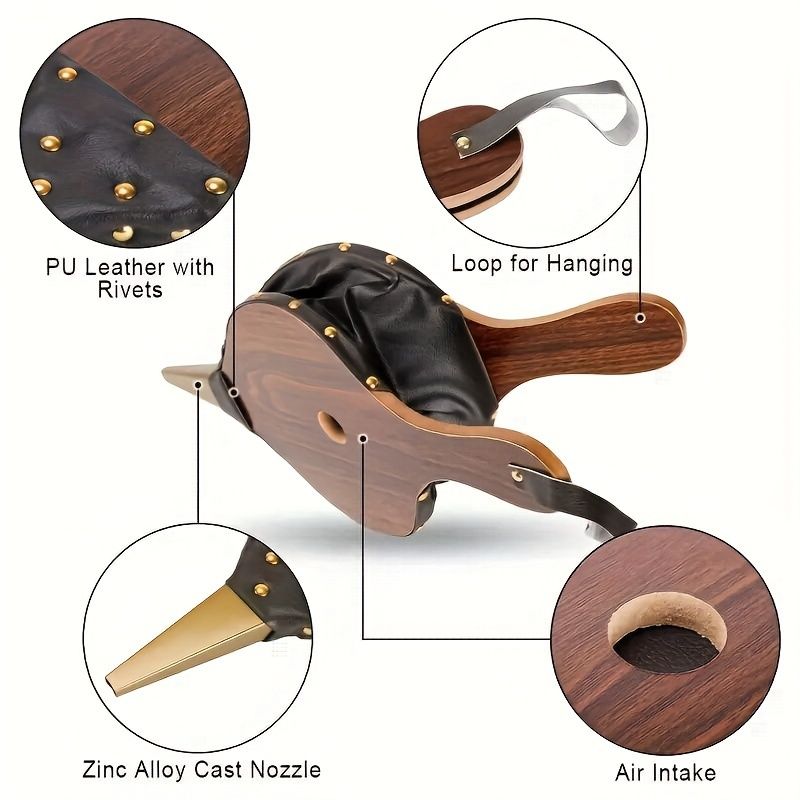 Wooden Manual BBQ Bellows 15 x 6.5 Inch Outdoor Blower