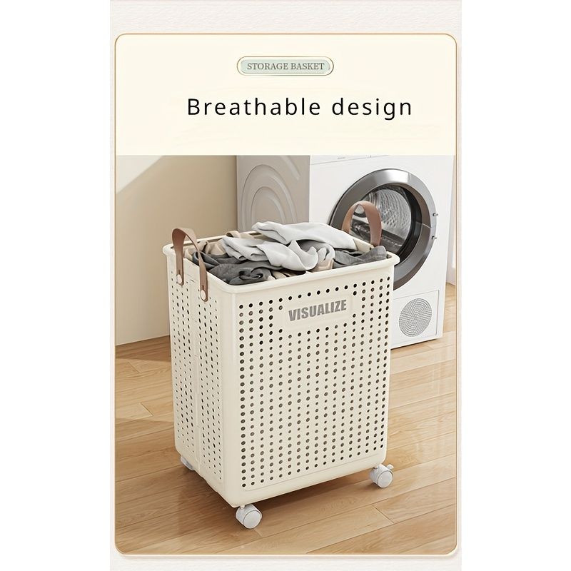 Rolling Laundry Cart With Lid And Handles